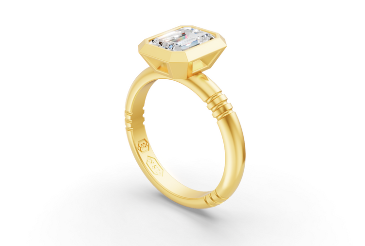 The Leland Emerald cut Diamond Ring in Yellow Gold