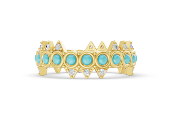Turqouise Crooked Crown Ring - Yellow Gold