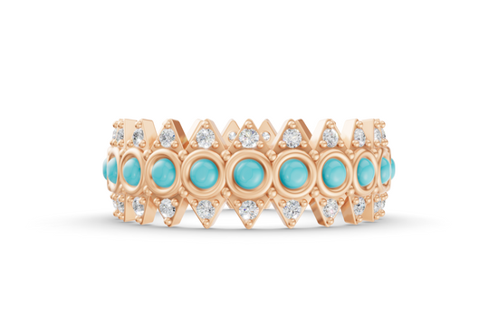 Turqouise Crown Ring - Rose Gold