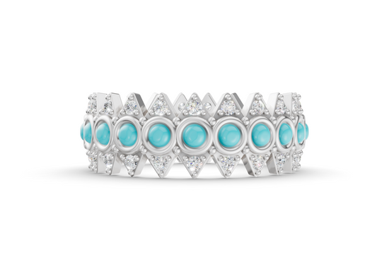 Turqouise Crown Ring - White Gold