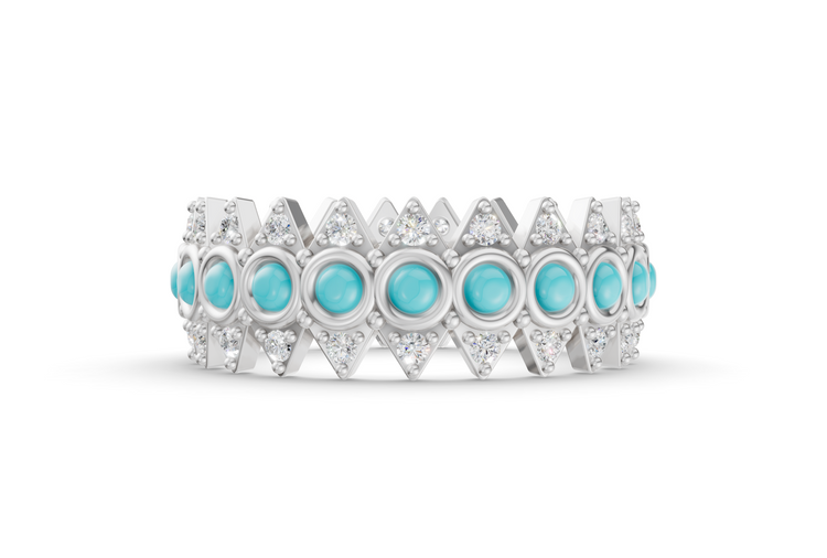 Turqouise Crown Ring - White Gold
