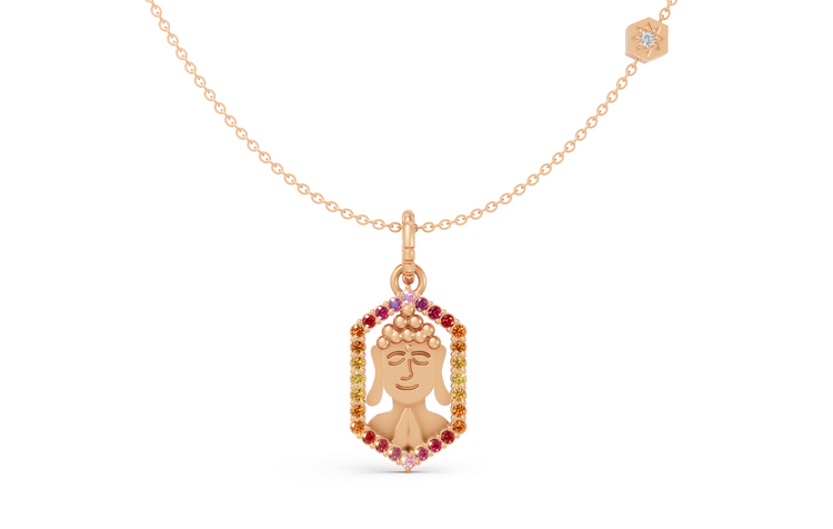Sunset Ombre Pleasant Buddha Charm in Rose Gold
