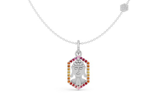Sunset Ombre Pleasant Buddha Charm in White Gold