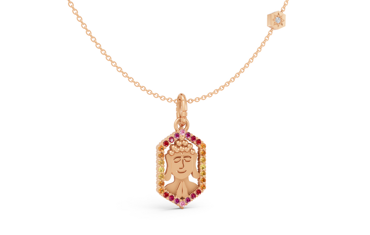 Sunset Ombre Pleasant Buddha Charm in Rose Gold