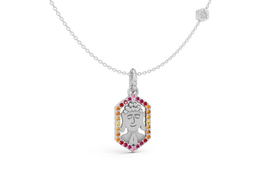 Sunset Ombre Pleasant Buddha Charm in White Gold