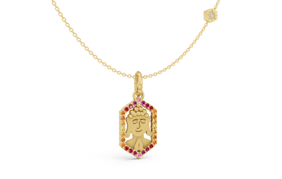 Sunset Ombre Pleasant Buddha Charm in Yellow Gold