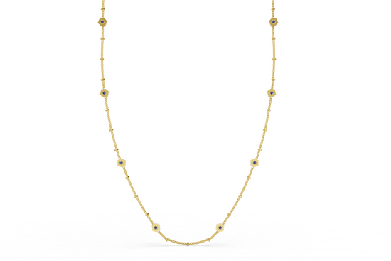 Blue Sapphire by the Yard Necklace in Gold