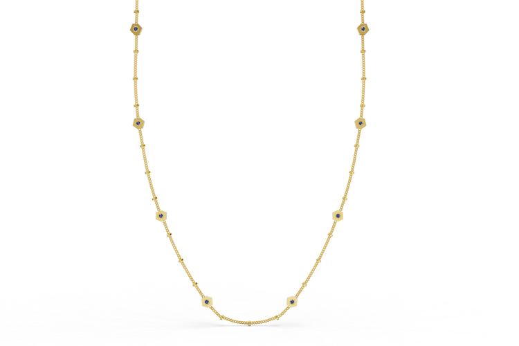 Blue Sapphire by the Yard Necklace in Gold