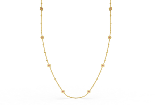 Pink Sapphire by the Yard Necklace in Gold