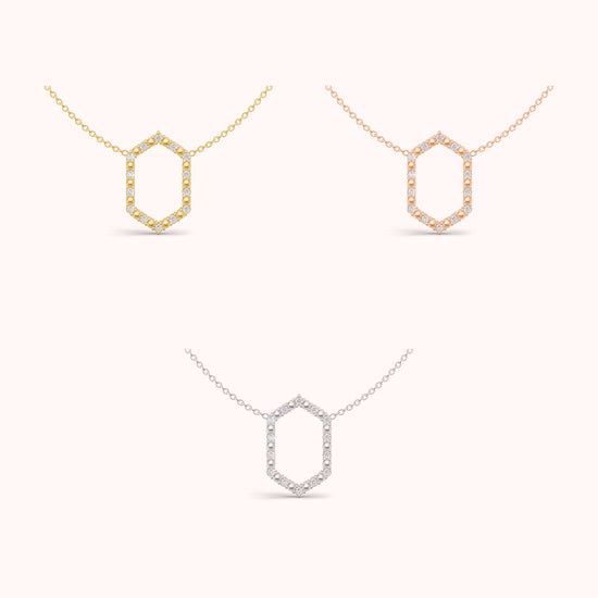 Diamond Dot Floating Frame Necklace in yellow, white and rose gold