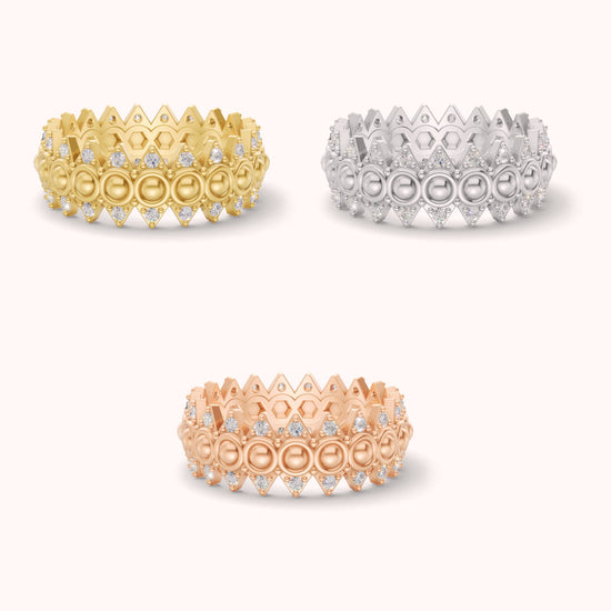 Crown Ring in yellow, white and rose gold