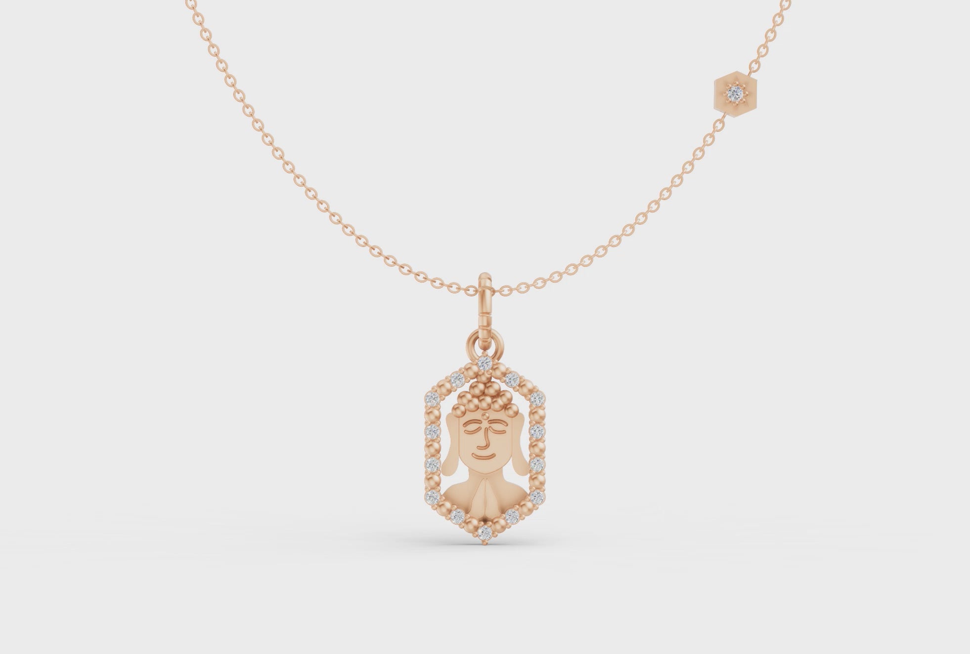 Pleasant Buddha Diamond Necklace in Gold - Video