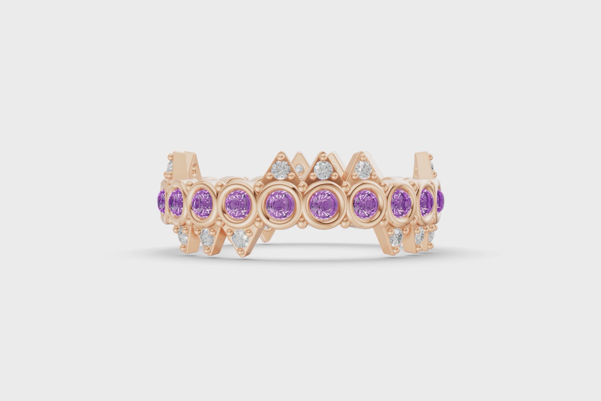 Amethyst Crooked Crown Ring - Rose Gold - Video