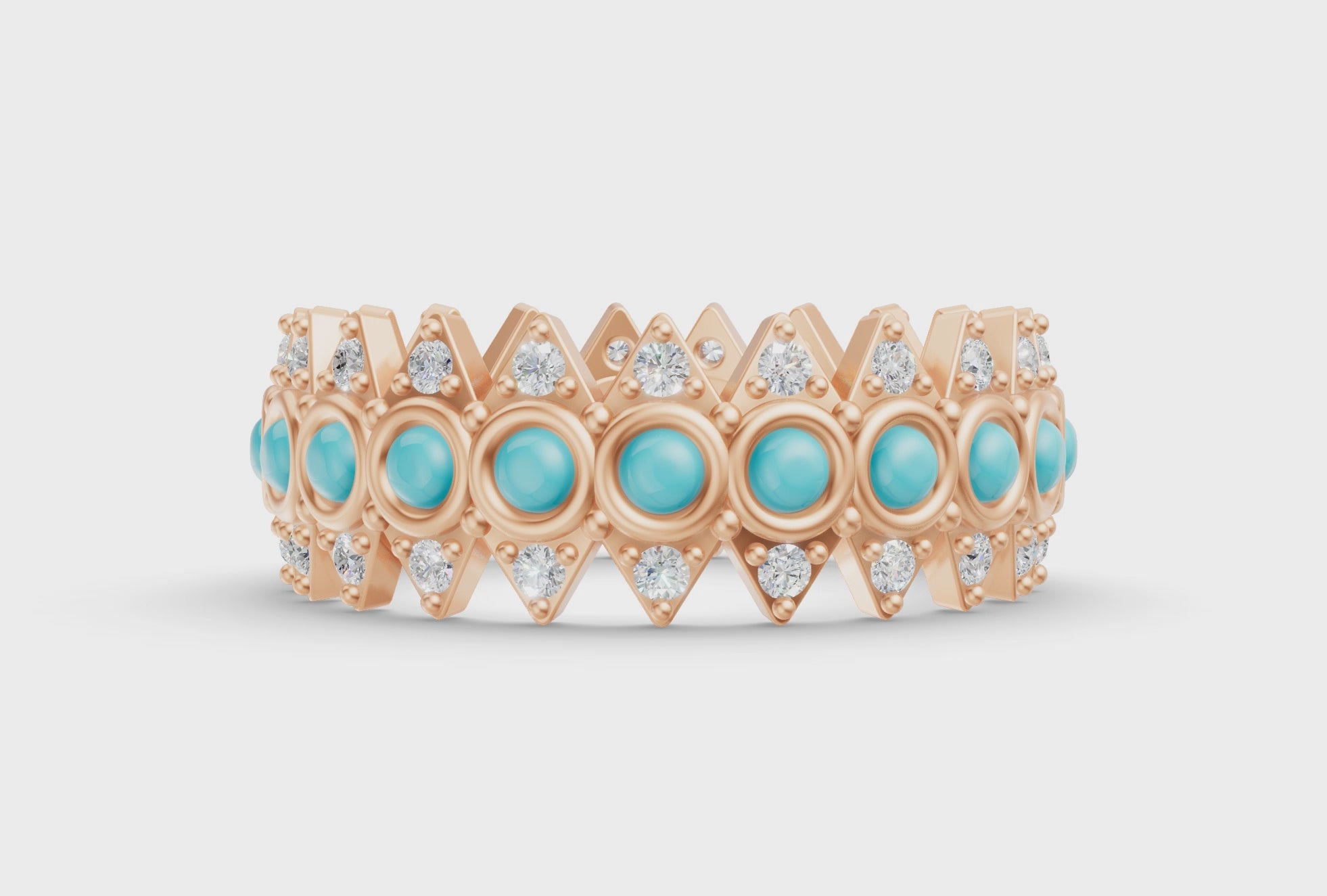 Turqouise Crown Ring - Rose Gold - Video