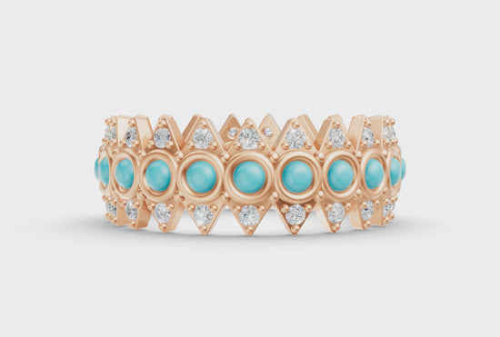 Turqouise Crown Ring - Rose Gold - Video