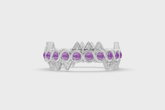 Amethyst Crooked Crown Ring - White Gold - Video