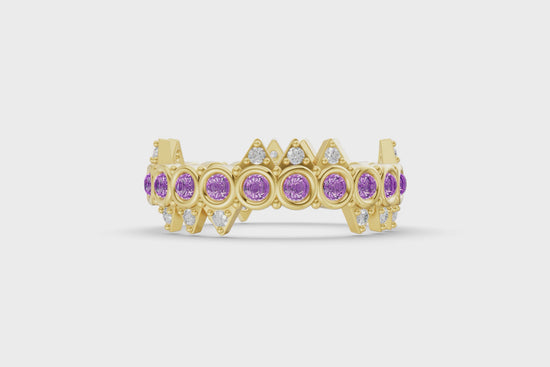 Amethyst Crooked Crown Ring - Yellow Gold - Video