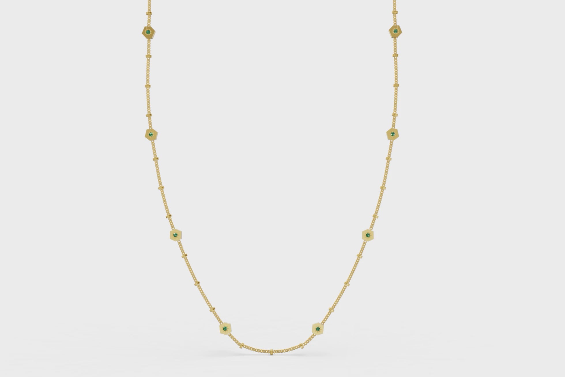 Emerald by the Yard Necklace in Gold - Video