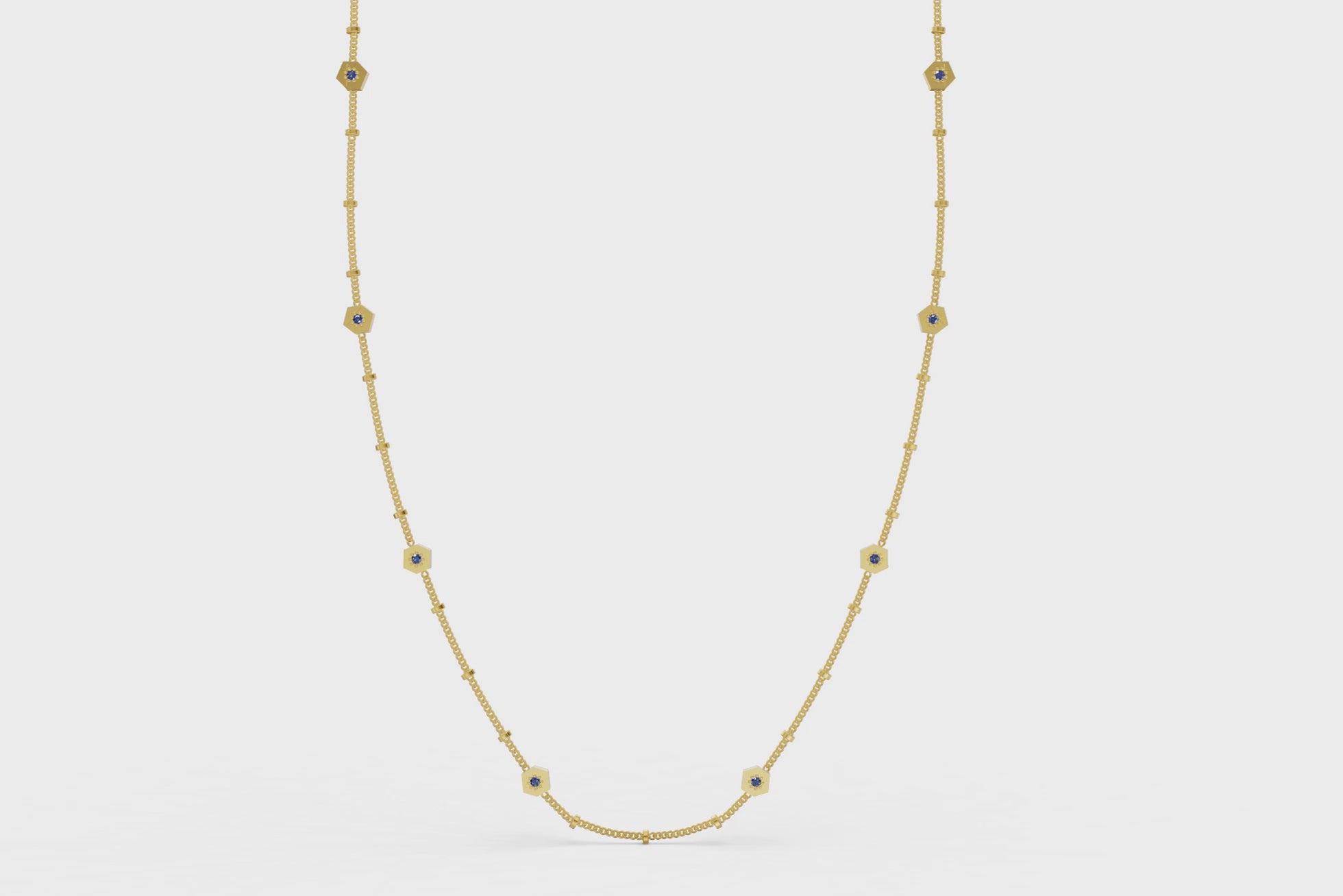 Blue Sapphire by the Yard Necklace in Gold - Video