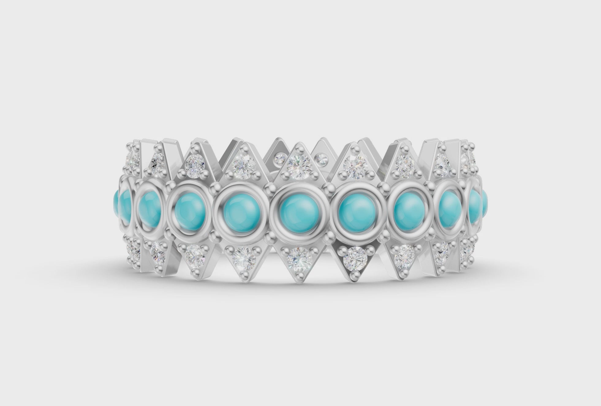 Turqouise Crown Ring - White Gold - Video