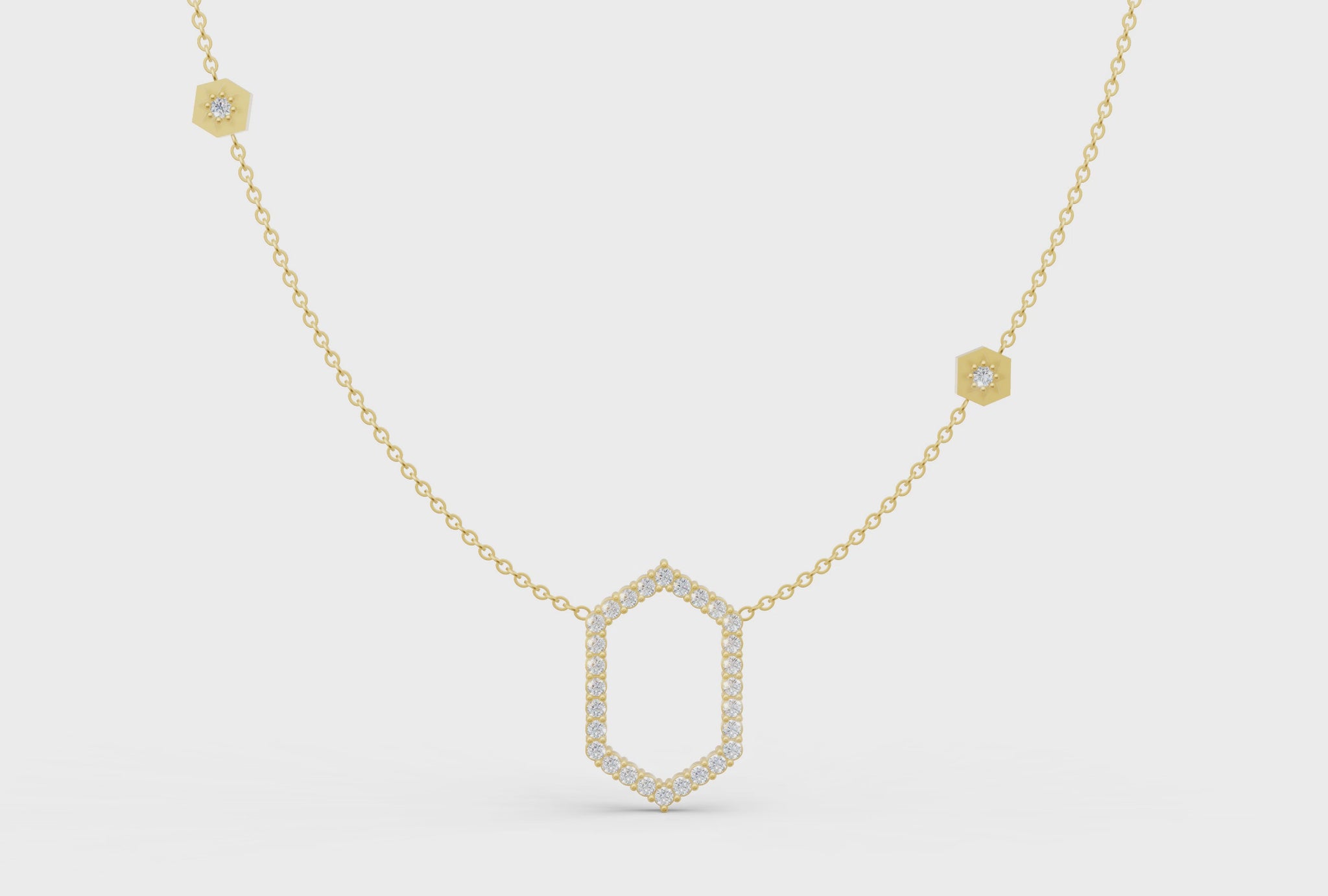 Floating Frame Necklace in Diamond and Gold - Video
